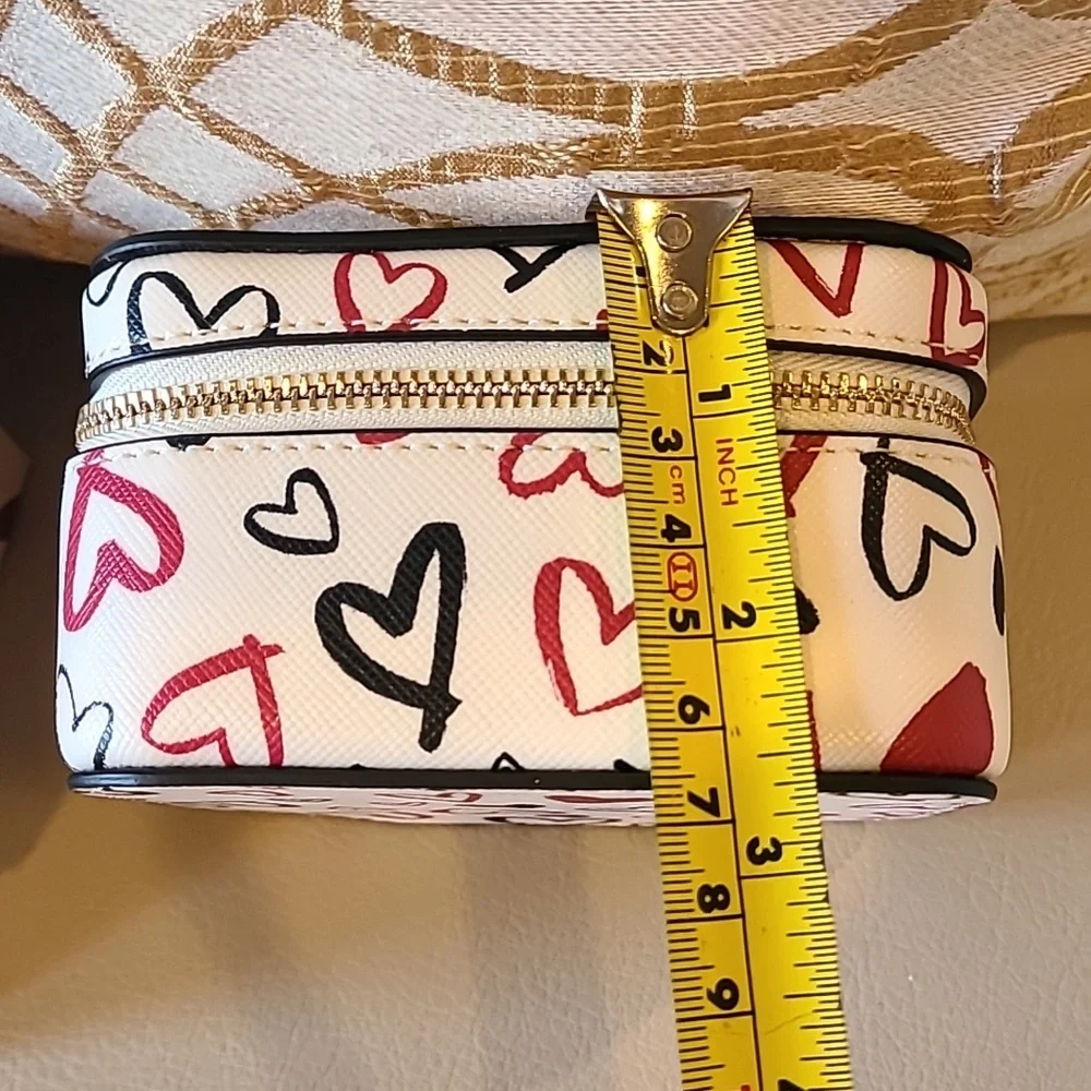 Kate Spade Staci scribble hearts printed travel jewelry box holder Valentine's - Picture 7 of 7